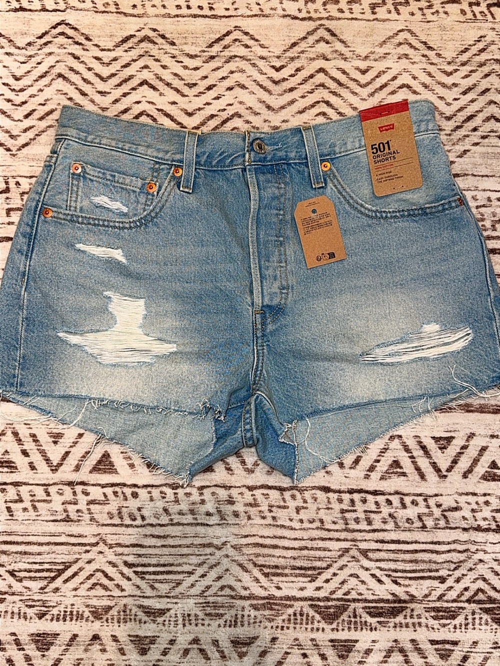 Levi's Light Blue Distressed Denim Cutoff Shorts